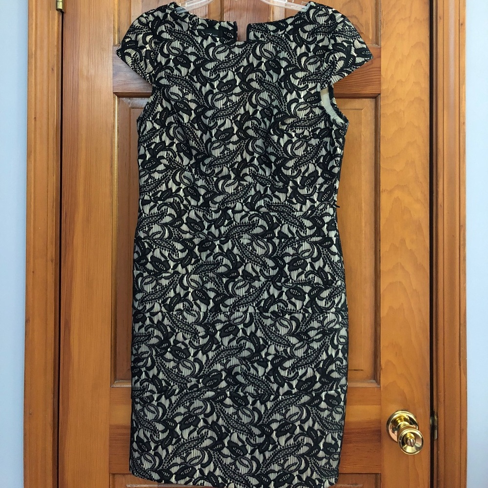 Black and beige lace detailed dress